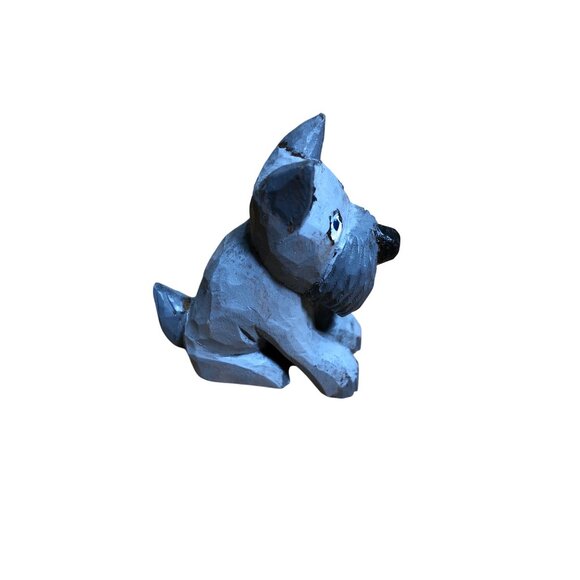 Hand-Carved Wooden Dogs Hound Hunting Schnauzer Figure Primitive Rustic Decor - Picture 15 of 16